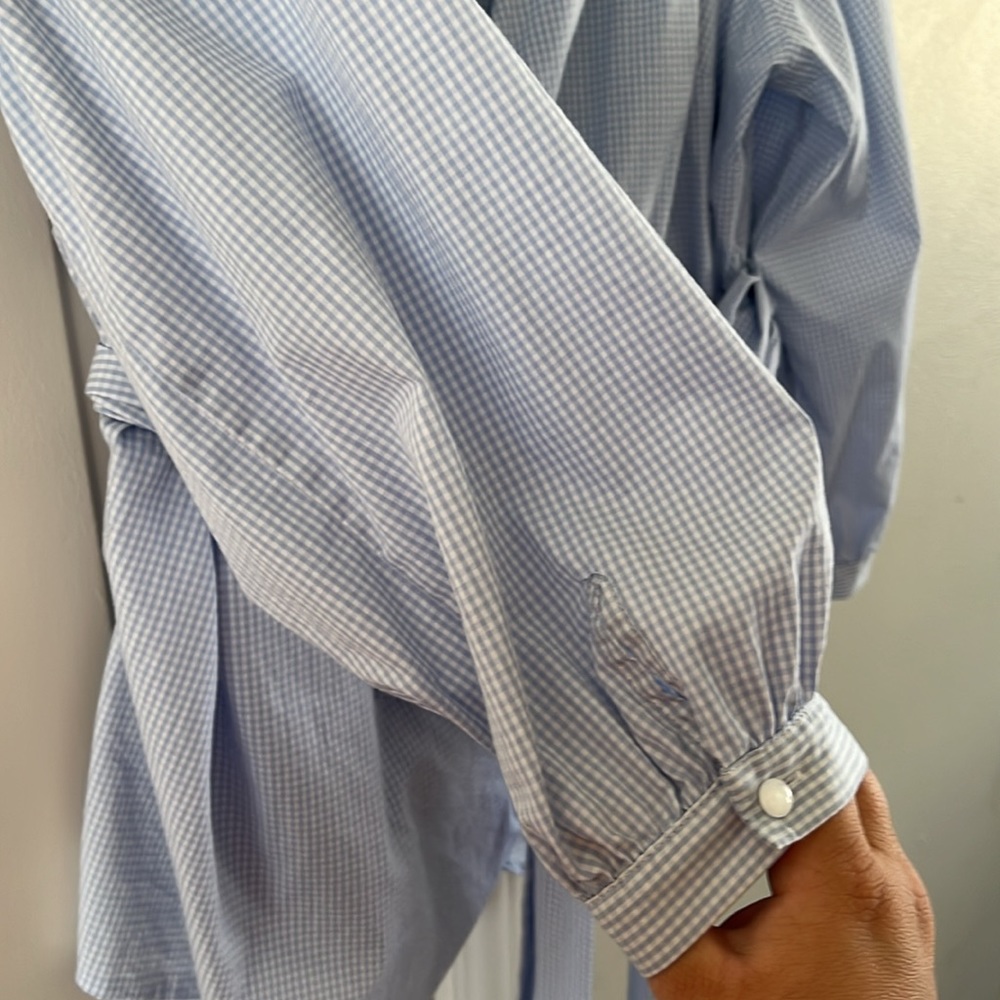 Blue Gingham Wrap shirt - Picture 4 of 4